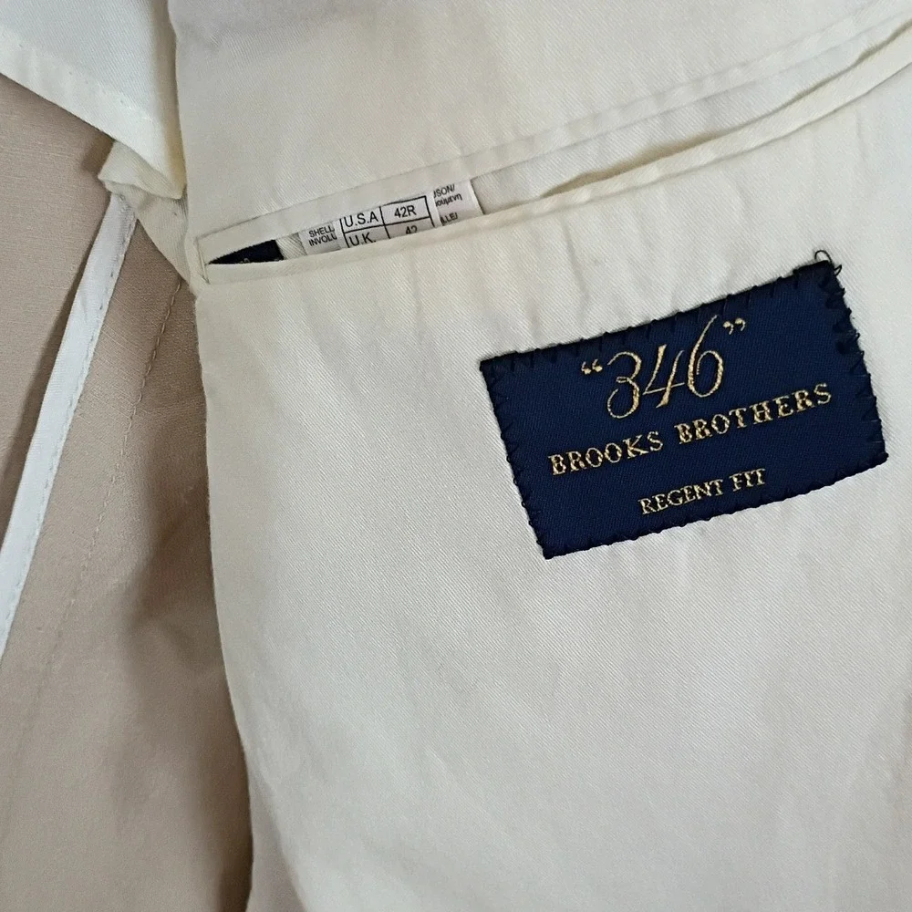 Brooks Brothers 346 Regent Fit Mens 42R Tan Cotton Two Button Blazer Sport Coat